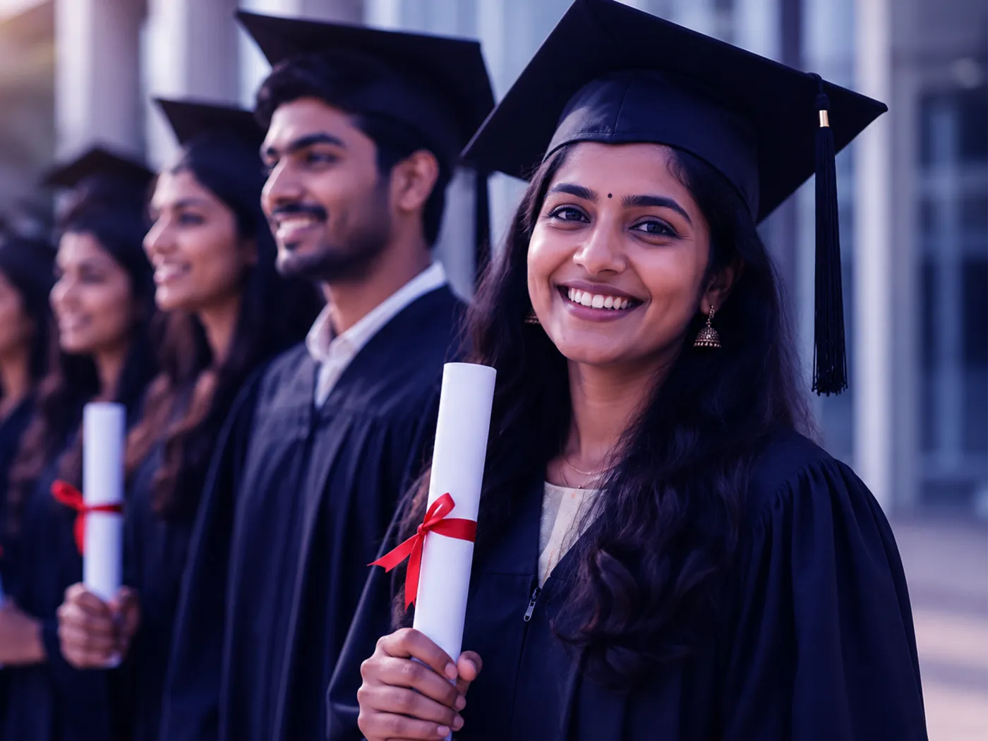 Graduates celebrating their degrees at a top university