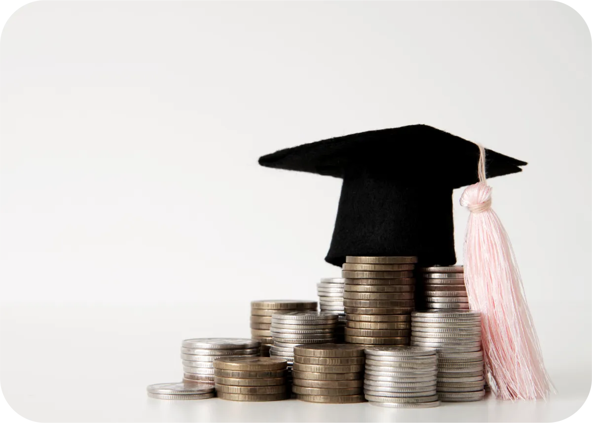 Confident student funded by an education loan