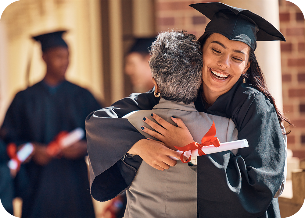 Happy student celebrating a scholarship win