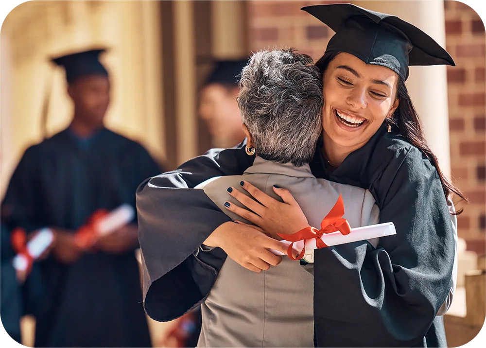 Happy student celebrating a scholarship win