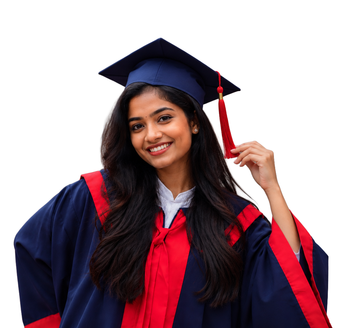 Happy Vibedu graduate in cap and gown